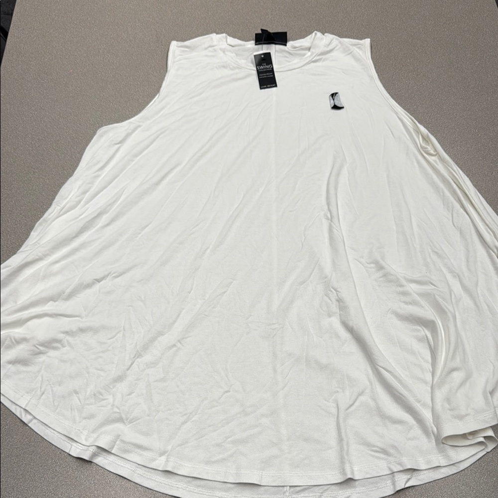 Lane Bryant White Sleeveless Relaxed Muscle Tee